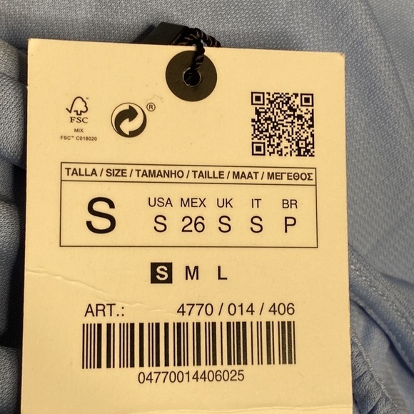 NWT. Zara Blue Midi Dress with Gathering. Size S. - Picture 9 of 12